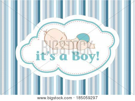 It's a Boy!, beautiful card to celebrate the new family member. In a pastel blue line background!