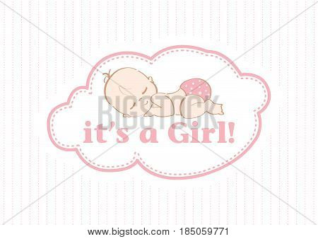 It's a Girl - Beautiful card to celebrate the new family member. In a pastel pink lines color background!
