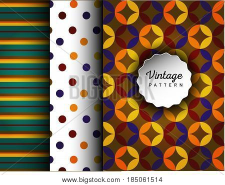 Retro vector seamless patterns. Endless texture can be used for wallpaper, pattern fills, web page background, surface textures. Set of geometric ornaments. Pattern for cafe, sweet-shop, pastry shop