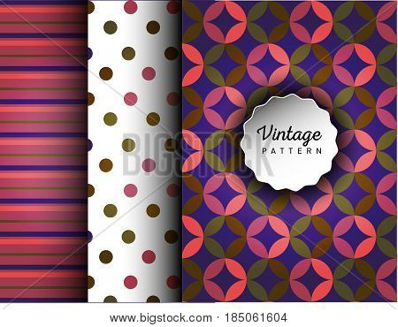 Retro vector seamless patterns. Endless texture can be used for wallpaper, pattern fills, web page background, surface textures. Set of geometric ornaments. Pattern for cafe, sweet-shop, pastry shop
