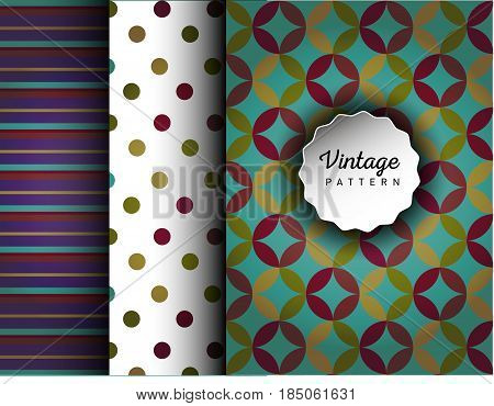 Retro vector seamless patterns. Endless texture can be used for wallpaper, pattern fills, web page background, surface textures. Set of geometric ornaments. Pattern for cafe, sweet-shop, pastry shop