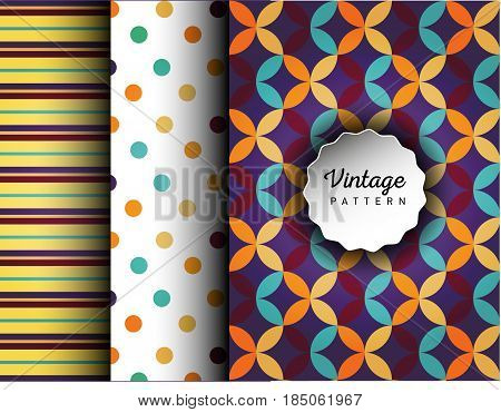 Retro vector seamless patterns. Endless texture can be used for wallpaper, pattern fills, web page background, surface textures. Set of geometric ornaments. Pattern for cafe, sweet-shop, pastry shop
