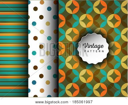 Retro vector seamless patterns. Endless texture can be used for wallpaper, pattern fills, web page background, surface textures. Set of geometric ornaments. Pattern for cafe, sweet-shop, pastry shop