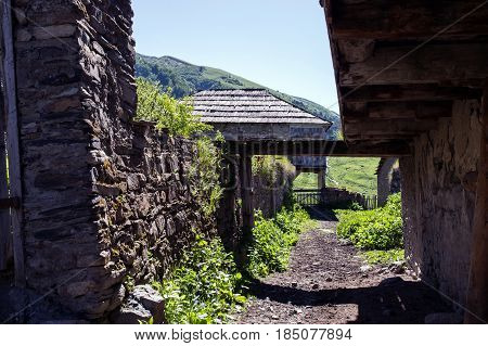 Adishi village in Caucasus mountains in Georgia