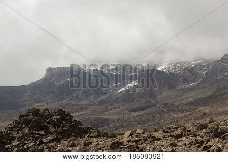 Track on Kilimanjaro to highest peak on the Machame Route Whiskey. 5 day on the way