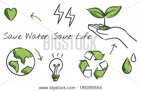 Environmental green icon diagram sketch