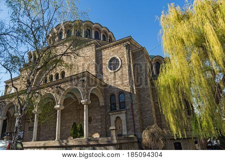 SOFIA, BULGARIA - APRIL 1, 2017: Cathedral Church St. Nedelya in  Sofia, Bulgaria
