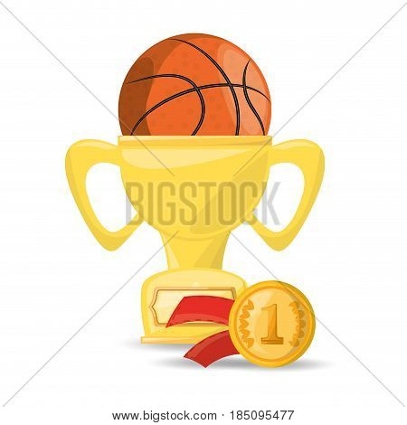 basketbal trophy and win the competition game, vector illustration