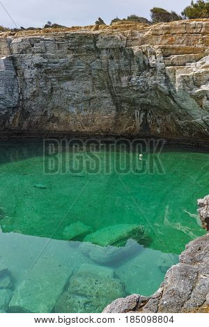 Amazing view of Giola Natural Pool in Thassos island, East Macedonia and Thrace, Greece