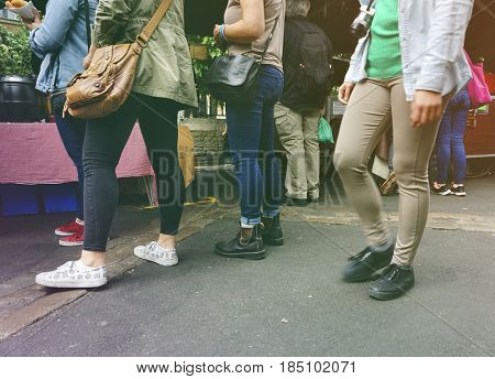 People waiting for street food queuing up