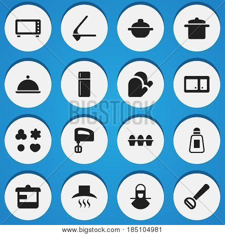 Set Of 16 Editable Meal Icons. Includes Symbols Such As Oven, Egg Carton, Kitchen Hood And More. Can Be Used For Web, Mobile, UI And Infographic Design.