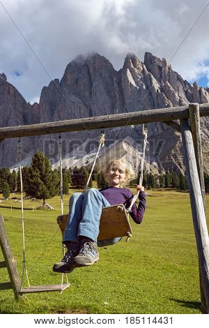 Girls Ride On A Swing