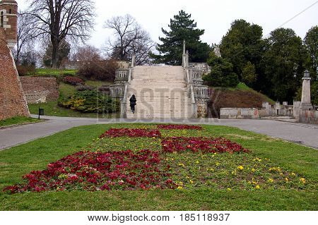 21 may 2009-belgrado-serbia- A beautiful garden near the ancient castle in the city of belgrade in serbia
