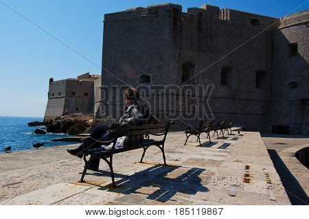 26 march 2009-Dubrovnick-croazia- View of the harbor from the city of dubrovnik