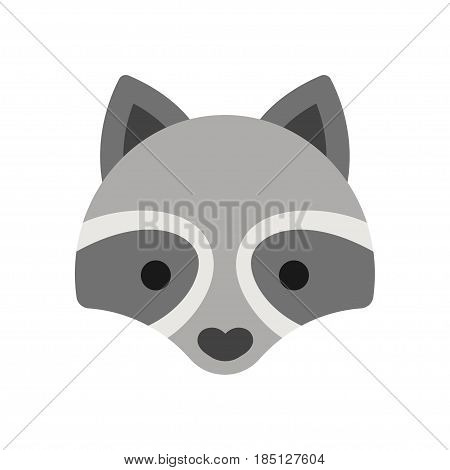 Cute cartoon raccon face icon. Simple and adorable vector illustration.