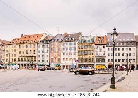 MUNICH GERMANY - APRIL 6: Odeonsplatz with beautiful building around on April 6 2016 in Munich Germany