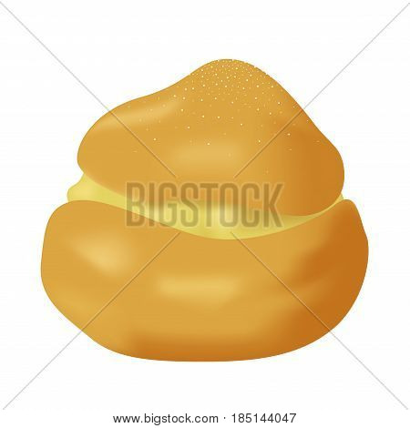 Yellow chucream, bakery, Japan on white background