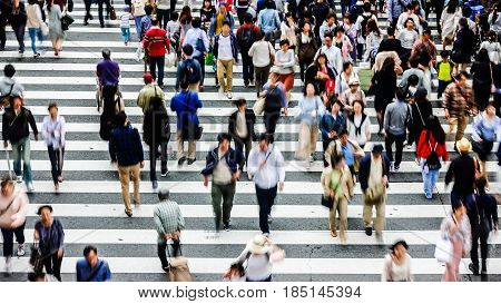 Asian People Are Across The Crosswalk