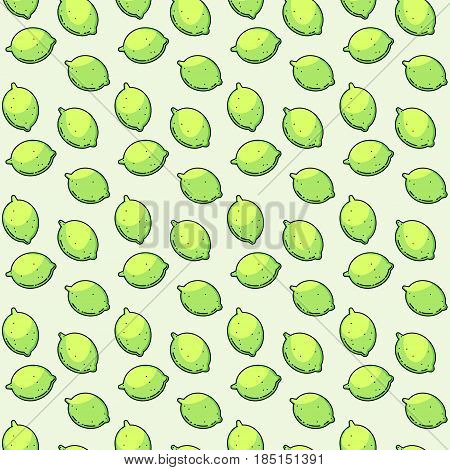 Seamless pattern with fruits. Vector limes background.