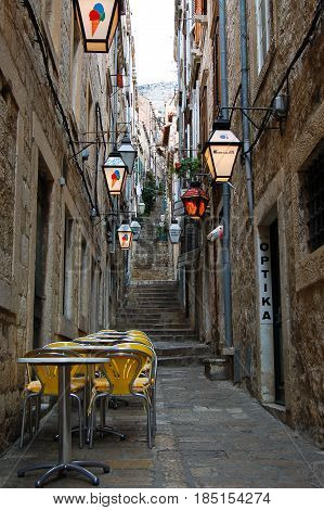 26 march 2009-Dubrovnick-croazia- Ancient streets in the town of Dubrovnick in cccroaziacro