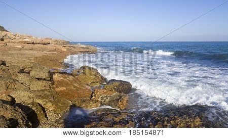 The Mediterranean coast a sunny day in Alcocebre