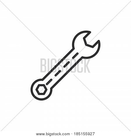 Wrench Service line icon outline vector sign linear style pictogram isolated on white. Symbol logo illustration. Editable stroke. Pixel perfect