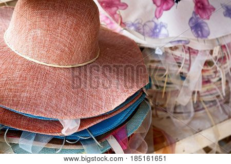 Lots Of Fashion Trandy Hats In A Market