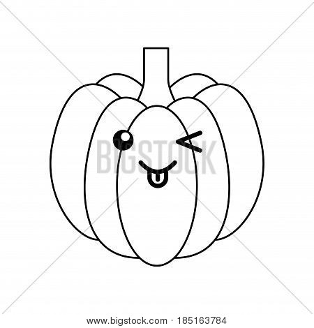 pumpkin fresh vegetable kawaii character vector illustration design