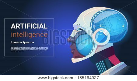 Artificial Intelligence Modern Robot Brain Technology Flat Vector Illustration