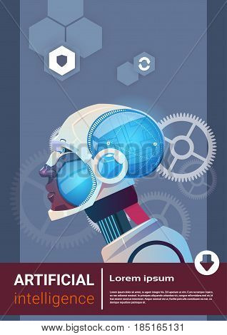 Artificial Intelligence Modern Robot Brain Technology Flat Vector Illustration