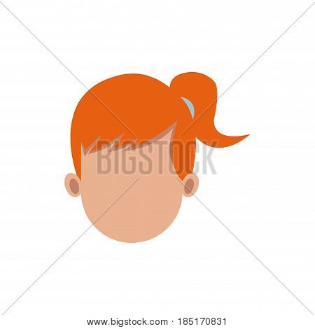 cartoon woman head faceless hair style vector illusrtation