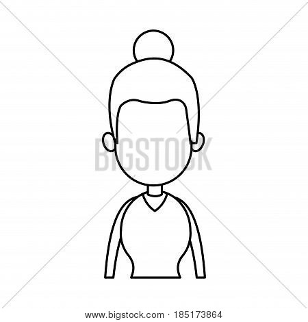 outline woman model bun hair image vector illustration