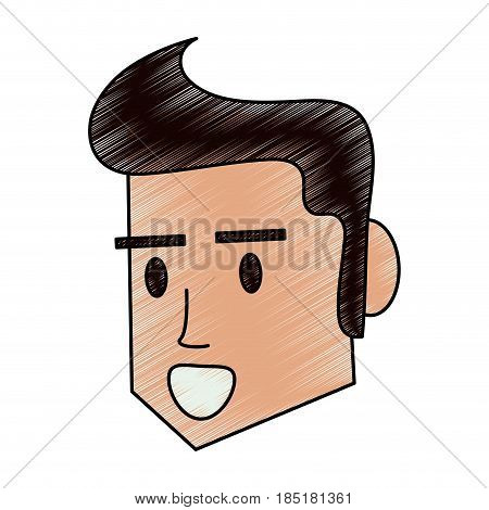 color pencil side face man with hairstyle vector illustration