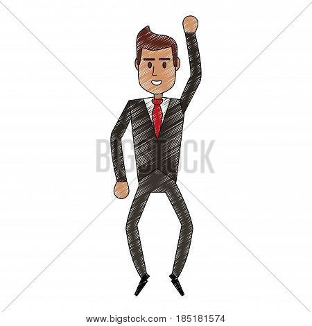color pencil full body executive man with formal suit vector illustration