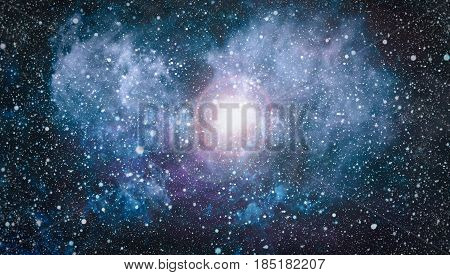Deep space background with stardust and shining star. Milky way cosmic background. Star dust and pixie dust glitter space backdrop. Space stars and planet conceptual image.
