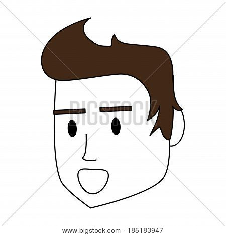 color silhouette image cartoon side face man with hairstyle vector illustration