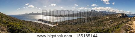 Panoramic Of Calvi Citadel And Mountains From Revellata In Corsica