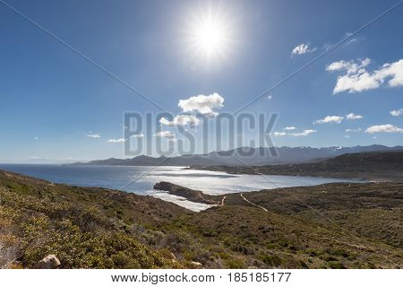 View Of Calvi Citadel And Mountains From Revellata In Corsica