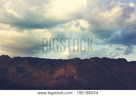 Cloudy Blue Sky Beautiful Scene with Mountain
