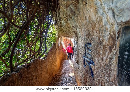 Walking Way On Xishan Mountain Park In Kunming, Yunnan Province, China.