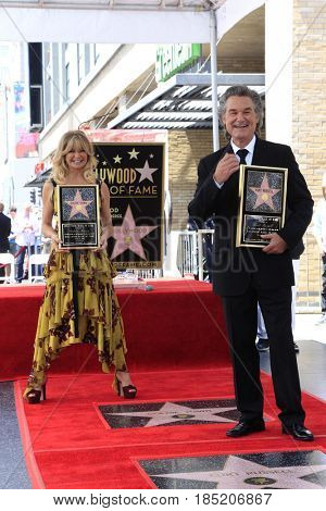 LOS ANGELES - MAY 4:  Kurt Russell, Goldie Hawn at the Kurt Russell and Goldie Hawn Star Ceremony on the Hollywood Walk of Fame on May 4, 2017 in Los Angeles, CA