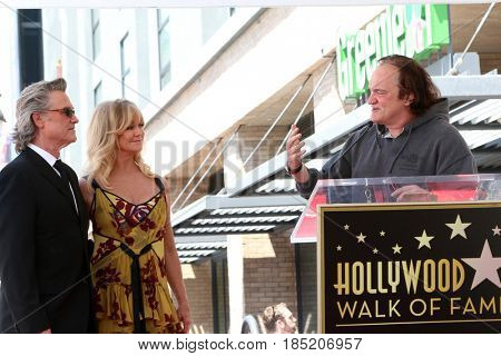 LOS ANGELES - MAY 4:  Kurt Russell, Goldie Hawn, Quentin Tarantino at the Kurt Russell and Goldie Hawn Star Ceremony on the Hollywood Walk of Fame on May 4, 2017 in Los Angeles, CA