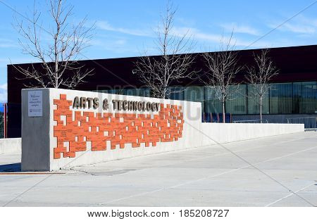 KALISPELL, MONTANA, USA - April 11, 2017: Arts and Technology Building at Flathead Valley Community College.