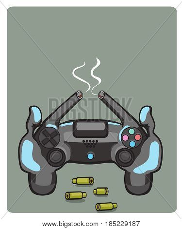 Joystick. Games. Vector icon Yellow vector illustrstion