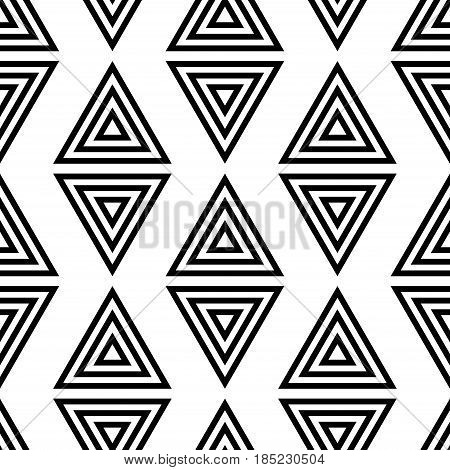 Geometric shape background. Triangle black and white seamless pattern. Vector illustration