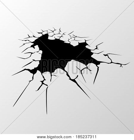 Gray grunge background with black cracked silhouette