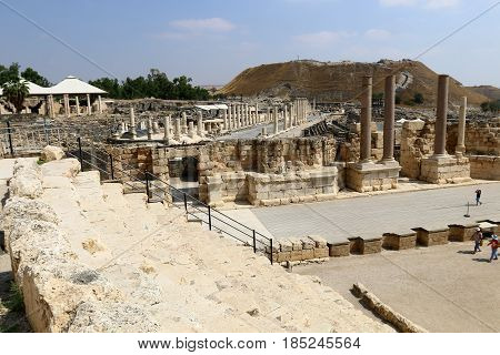 The ancient city of Beit She'an is located in the north of Israel in the Jordan Valley