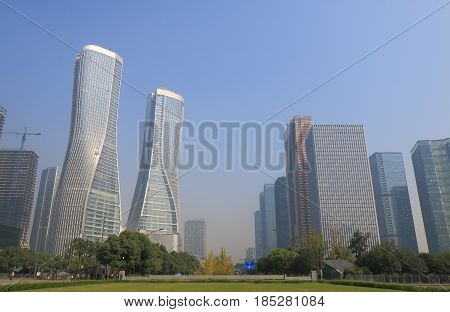 Jiangjin raod business district cityscape Hangzhou China