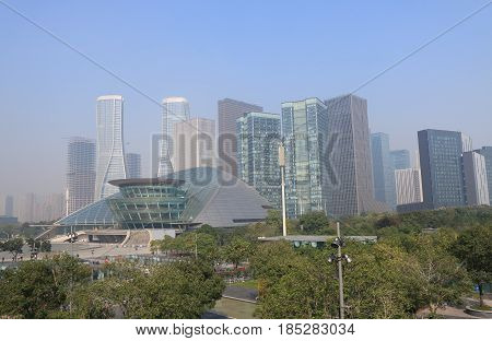 Jiangjin raod business district cityscape Hangzhou China
