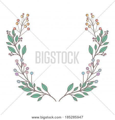 white background with decorative branches forming half crown vector illustration